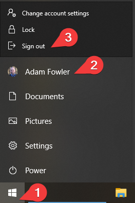 How To Log Off Using Windows 10 - AdamFowlerIT.com